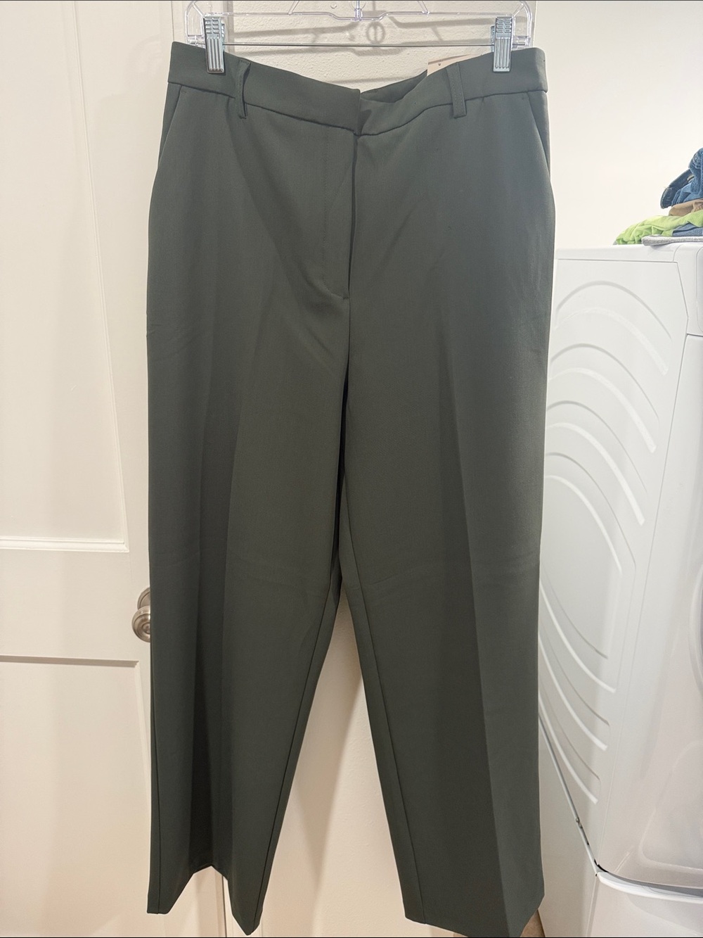 Joie Olive Green Straight-Leg Trousers